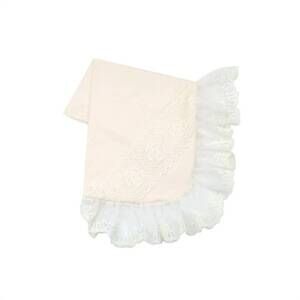 NEW HAUTE BABY baby blanket with lace trim in peach